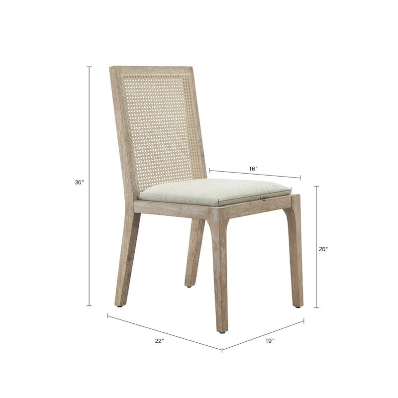 Chaise de salle à manger capitonnée en rotin à dossier ajouré (lot de 2)