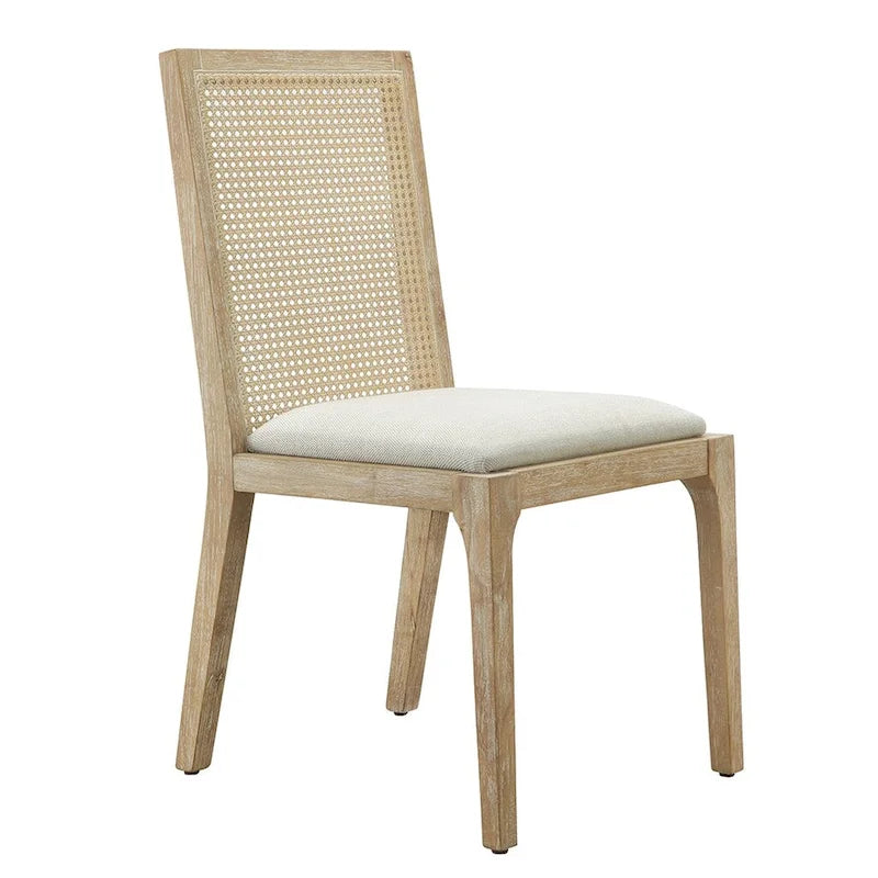 Chaise de salle à manger capitonnée en rotin à dossier ajouré (lot de 2)
