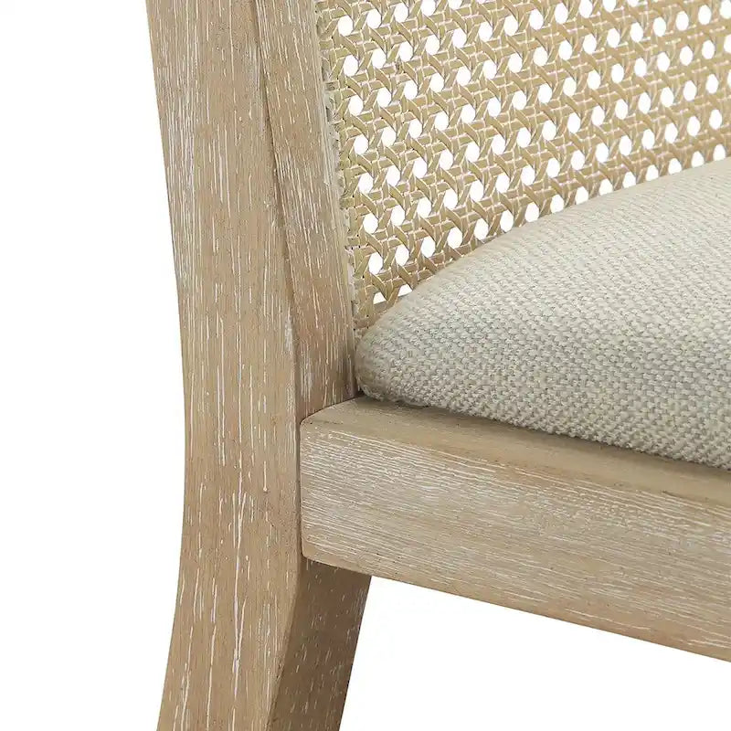 Chaise de salle à manger capitonnée en rotin à dossier ajouré (lot de 2)