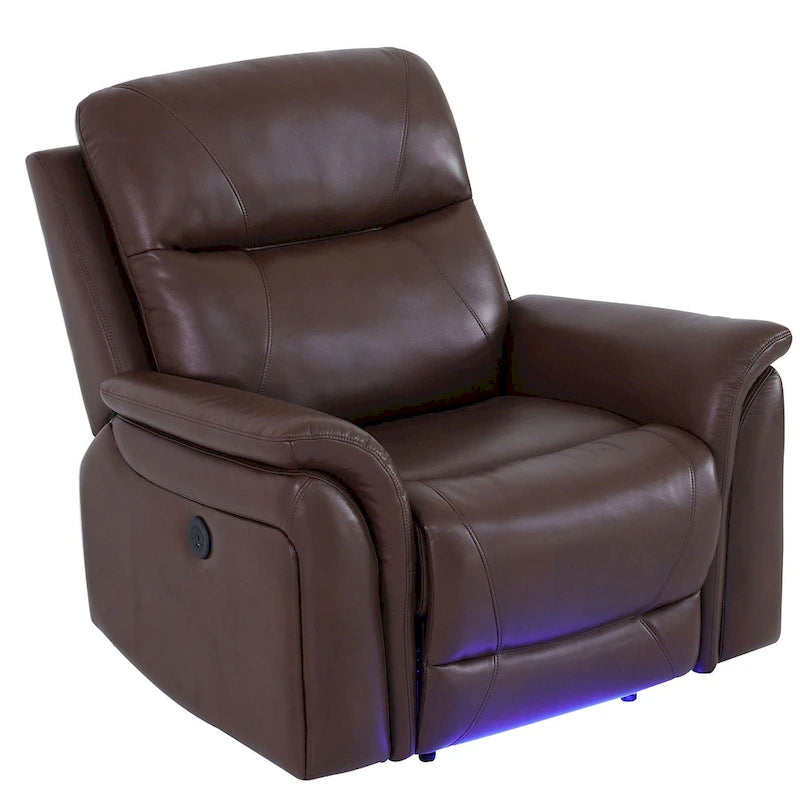Ensemble de canapés inclinables 3 pièces en cuir respirant avec LED pour salon