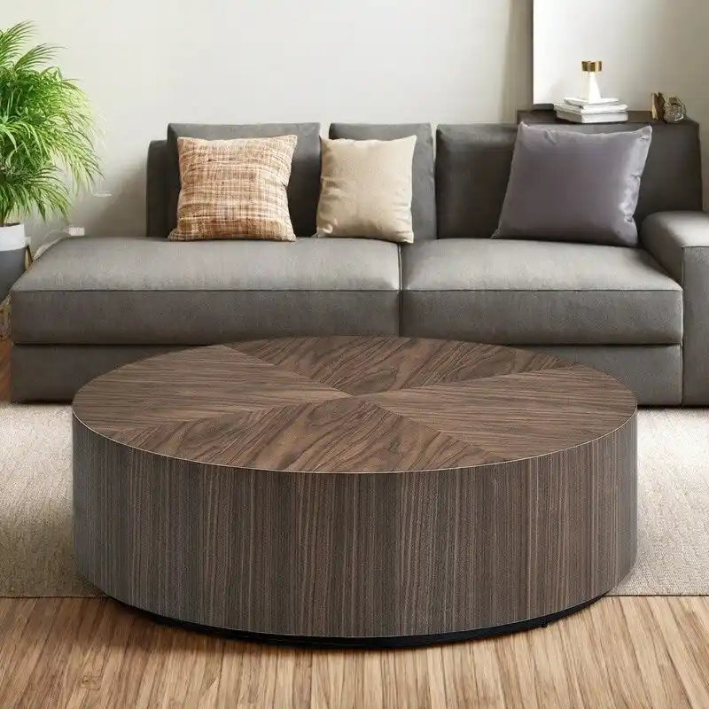 Table basse piédestal ronde moderne en MDF de 35,43 po - Aucun assemblage requis