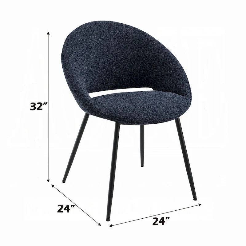Chaise de salle à manger Laus, lot de 2, boucle noire, élégant piètement en métal noir