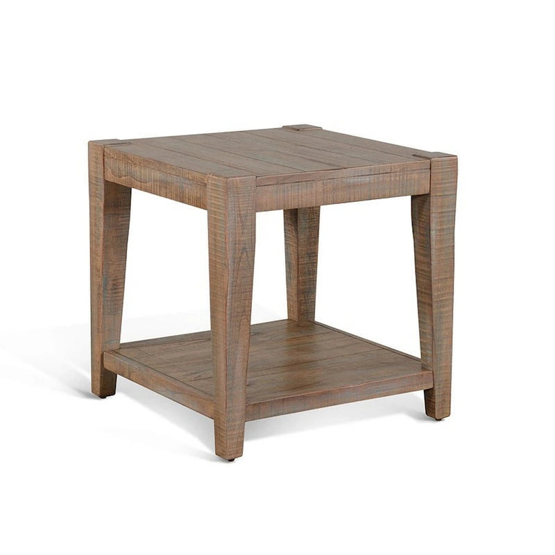 Table d'appoint Lilly, 1 étagère, Acajou clair, Carrée de 61 cm