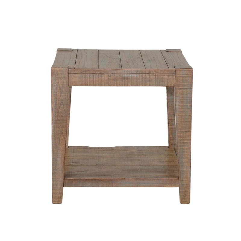 Table d'appoint Lilly, 1 étagère, Acajou clair, Carrée de 61 cm