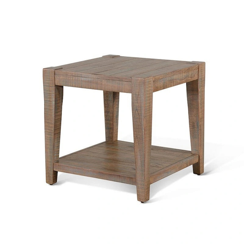 Table d'appoint Lilly, 1 étagère, Acajou clair, Carrée de 61 cm