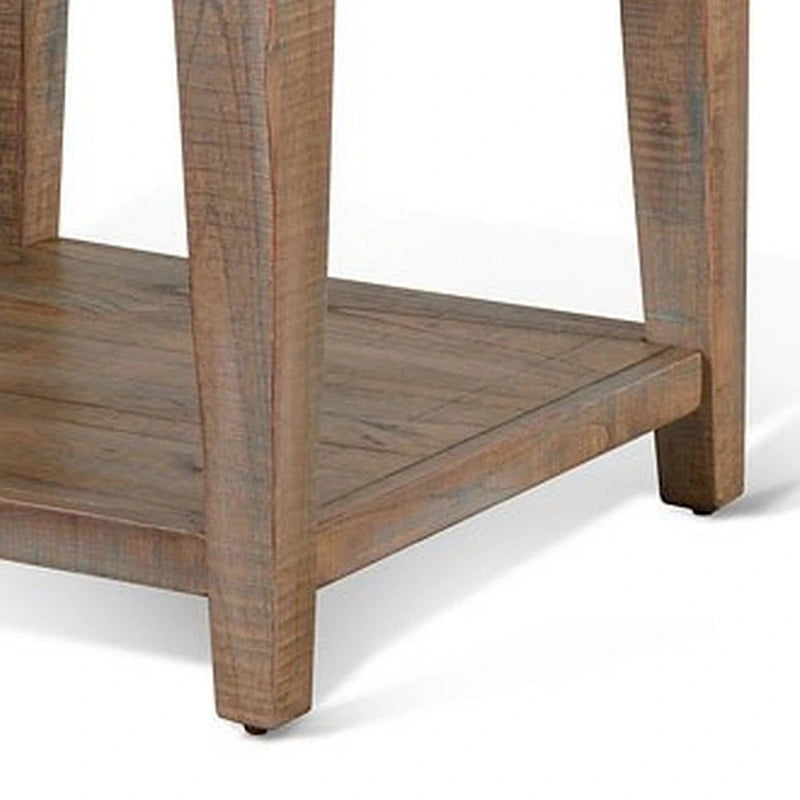 Table d'appoint Lilly, 1 étagère, Acajou clair, Carrée de 61 cm