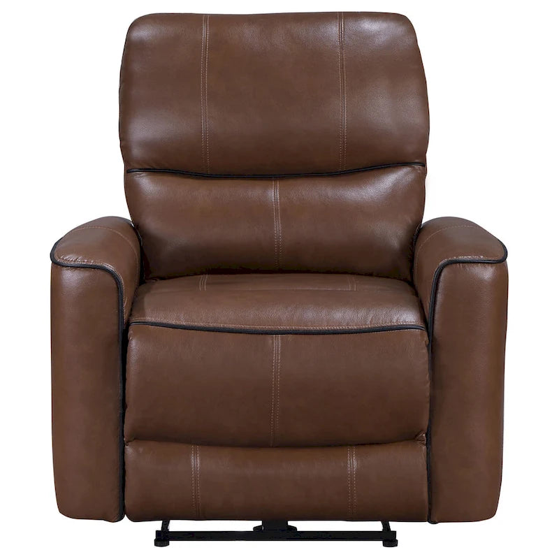 Fauteuil inclinable électrique Lima, similicuir marron, port USB, coussins en mousse
