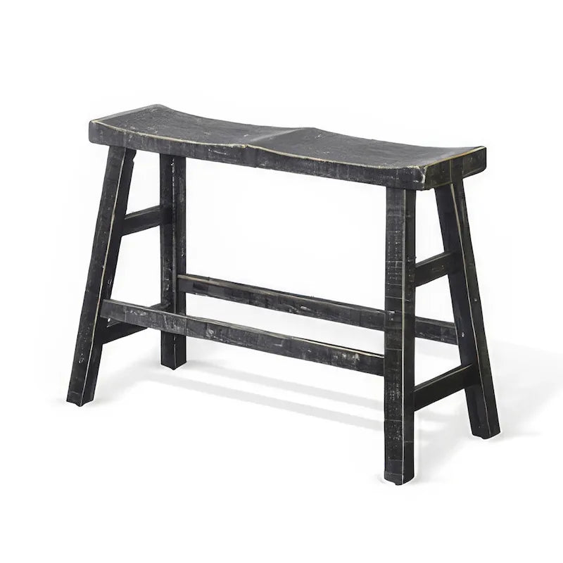 Banc de comptoir haut Rena, cadre en bois d'acajou noir rustique de 33 po