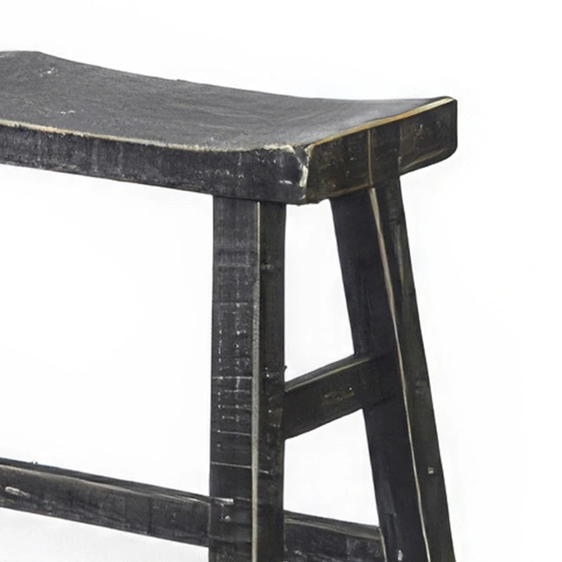 Banc de comptoir haut Rena, cadre en bois d'acajou noir rustique de 33 po