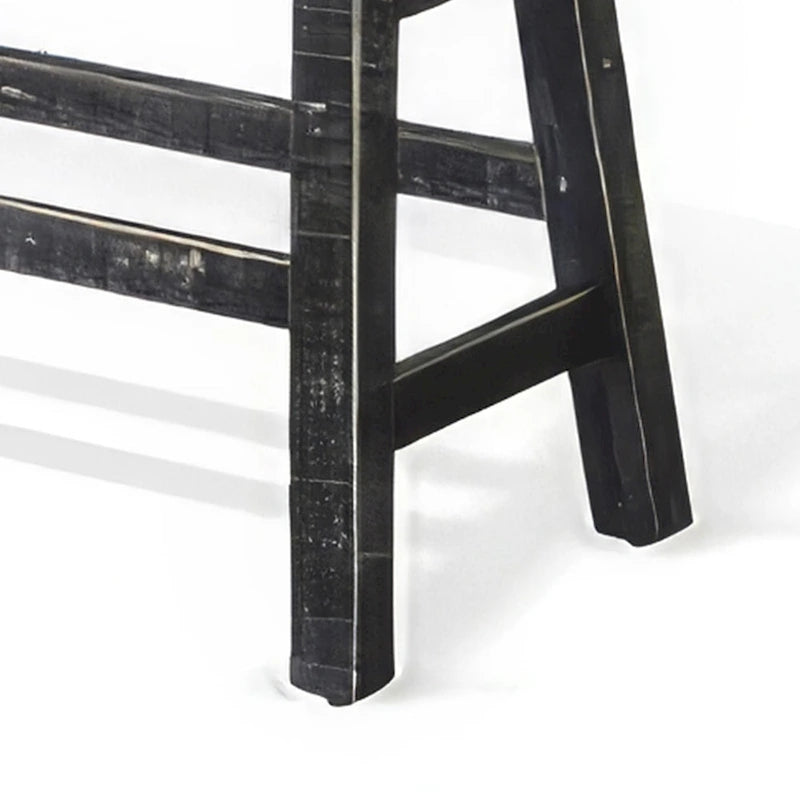 Banc de comptoir haut Rena, cadre en bois d'acajou noir rustique de 33 po