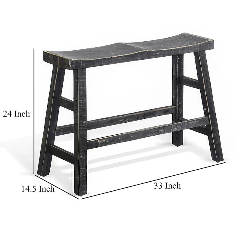 Banc de comptoir haut Rena, cadre en bois d'acajou noir rustique de 33 po