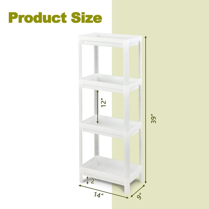 Gymax Chariot de Rangement Mince à 4 Niveaux Détachable, 2 Pièces, pour Cuisine