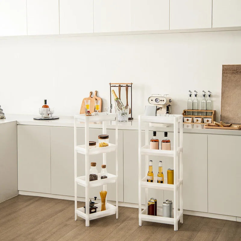 Gymax Chariot de Rangement Mince à 4 Niveaux Détachable, 2 Pièces, pour Cuisine