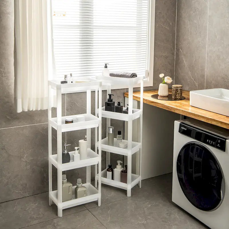 Gymax Chariot de Rangement Mince à 4 Niveaux Détachable, 2 Pièces, pour Cuisine