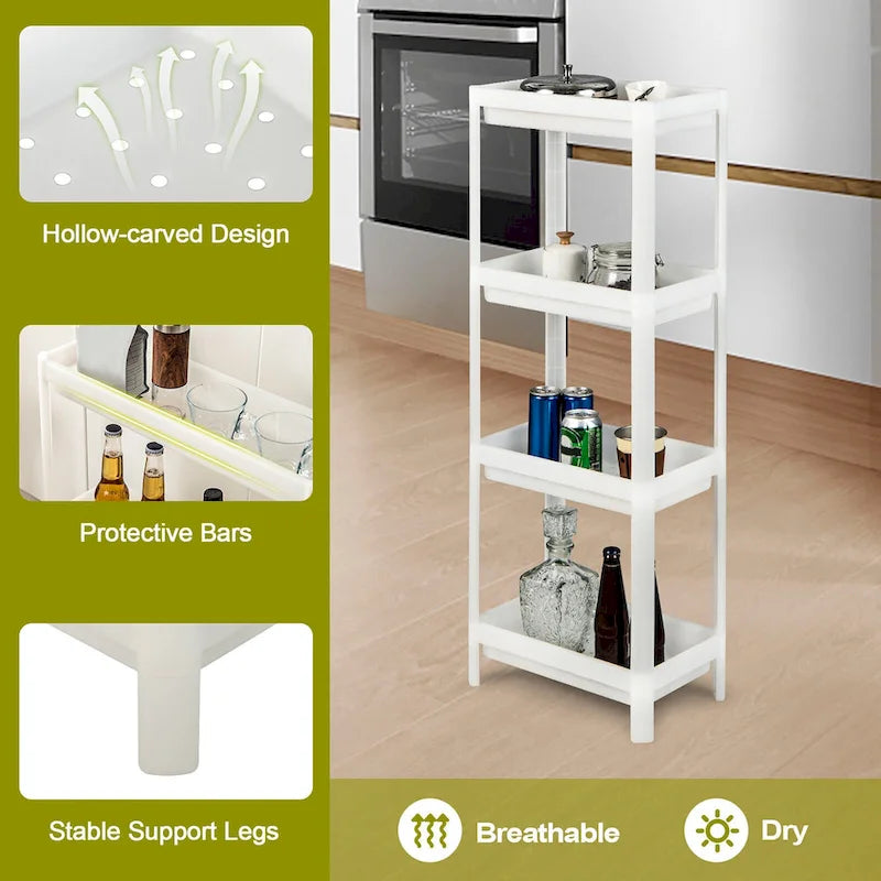 Gymax Chariot de Rangement Mince à 4 Niveaux Détachable, 2 Pièces, pour Cuisine