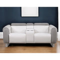 HomeRoots 77 Causeuse inclinable électrique en similicuir et microfibre gris, blanc et argent avec rangement - 76,5 po x 31,25 po x 40 po