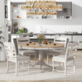 Ensemble de table à manger ronde 5 pièces, ensemble de table et chaises de cuisine en bois massif avec table extensible et 4 chaises rembourrées