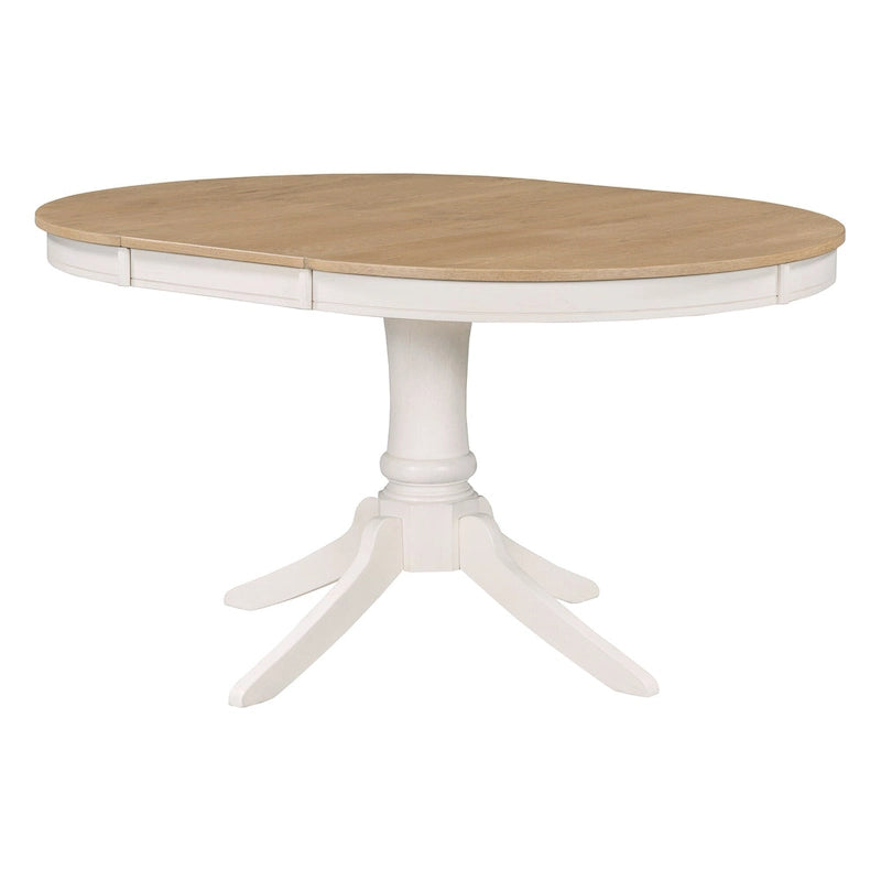 Ensemble de table à manger ronde 5 pièces, ensemble de table et chaises de cuisine en bois massif avec table extensible et 4 chaises rembourrées