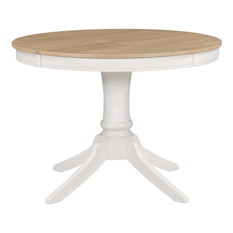 Ensemble de table à manger ronde 5 pièces, ensemble de table et chaises de cuisine en bois massif avec table extensible et 4 chaises rembourrées