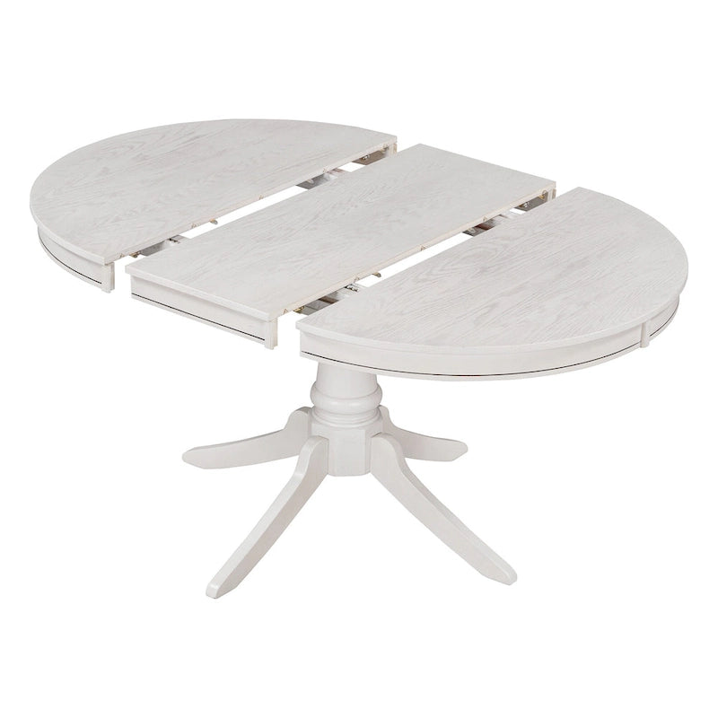 Ensemble de table à manger ronde 5 pièces, ensemble de table et chaises de cuisine en bois massif avec table extensible et 4 chaises rembourrées
