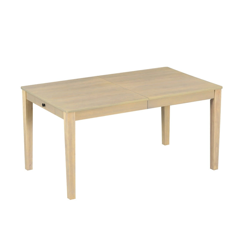 Ensemble table et chaises de salle à manger 7 pièces, table et chaises en bois massif avec table de salle à manger extensible, 2 tiroirs et 6 chaises rembourrées