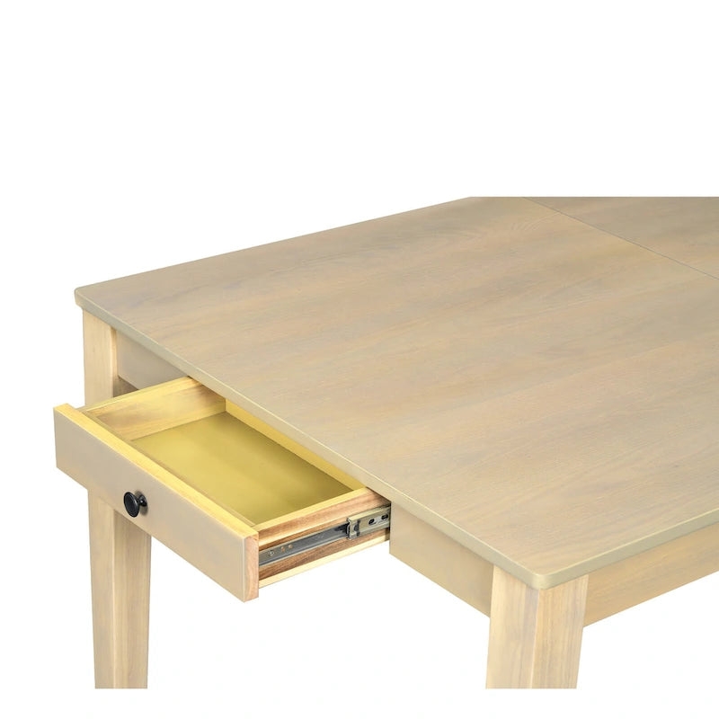 Ensemble table et chaises de salle à manger 7 pièces, table et chaises en bois massif avec table de salle à manger extensible, 2 tiroirs et 6 chaises rembourrées