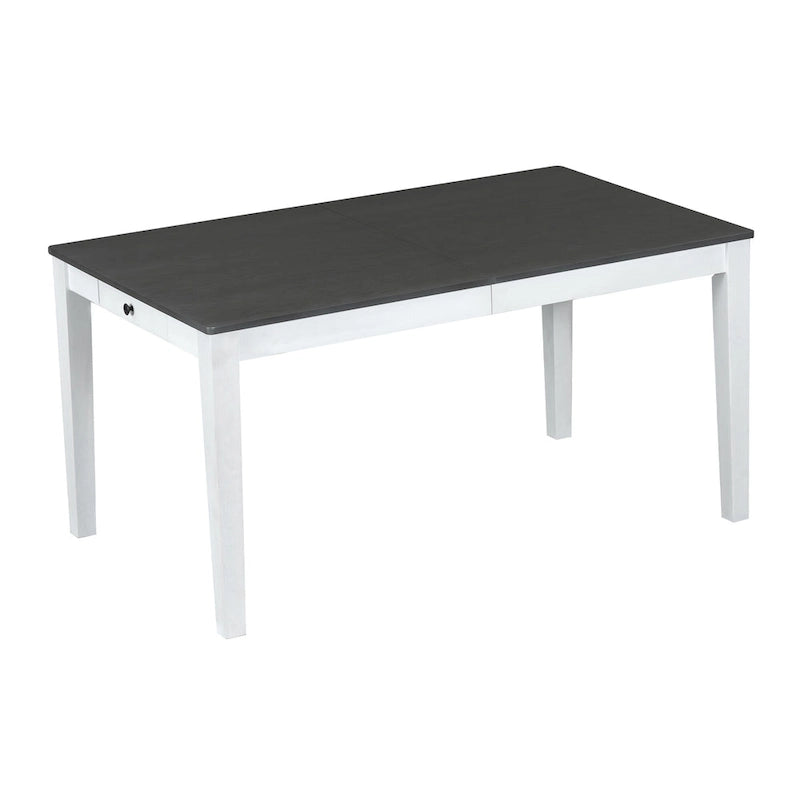 Ensemble table et chaises de salle à manger 7 pièces, table et chaises en bois massif avec table de salle à manger extensible, 2 tiroirs et 6 chaises rembourrées