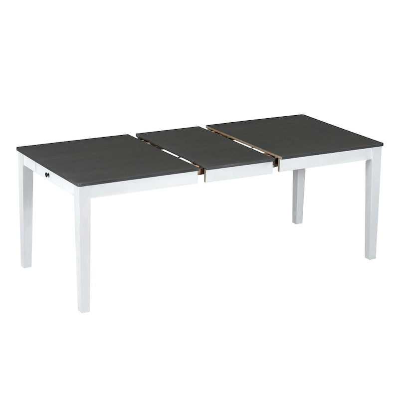 Ensemble table et chaises de salle à manger 7 pièces, table et chaises en bois massif avec table de salle à manger extensible, 2 tiroirs et 6 chaises rembourrées