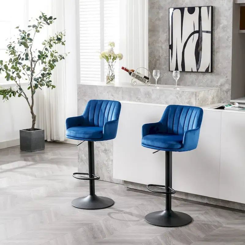 Tabourets de bar réglables hauteur comptoir, lot de 2, tabourets de bar pivotants sans accoudoirs avec repose-pieds, pour îlot de cuisine avec dossier