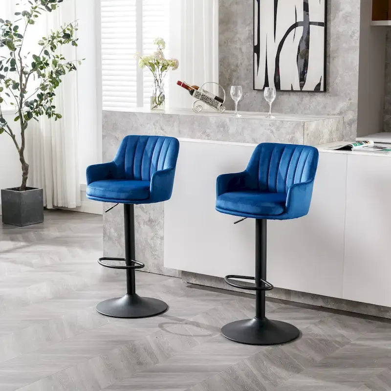 Tabourets de bar réglables hauteur comptoir, lot de 2, tabourets de bar pivotants sans accoudoirs avec repose-pieds, pour îlot de cuisine avec dossier