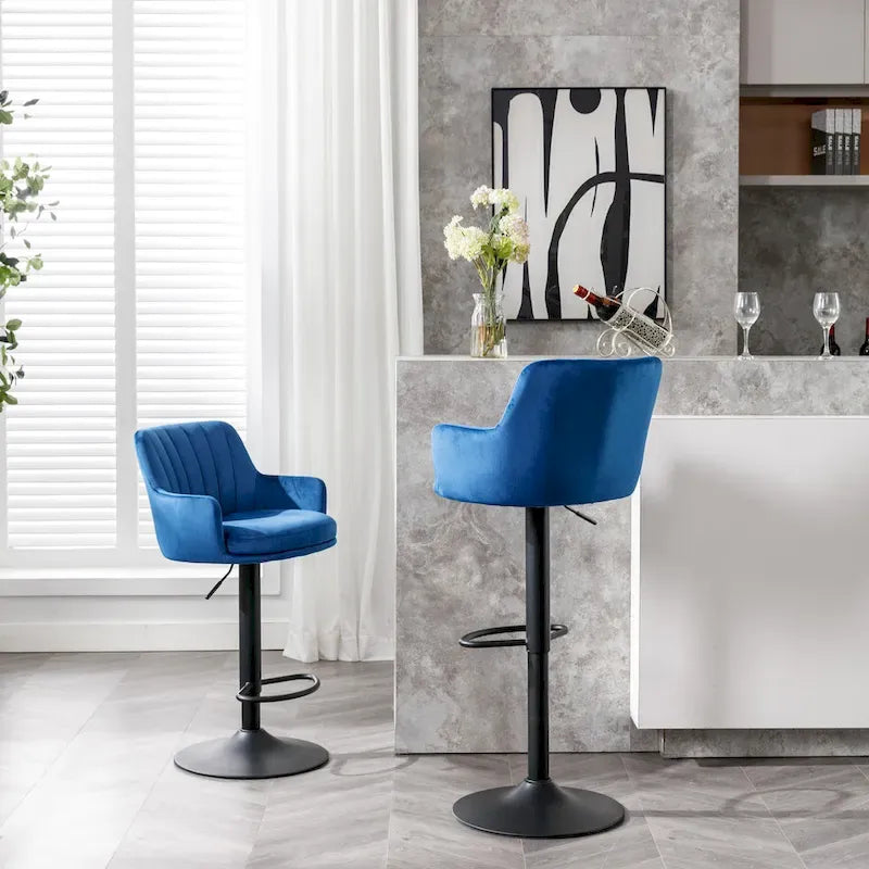 Tabourets de bar réglables hauteur comptoir, lot de 2, tabourets de bar pivotants sans accoudoirs avec repose-pieds, pour îlot de cuisine avec dossier