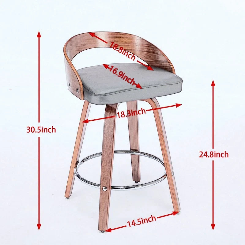 Lot de 2 tabourets de bar hauteur comptoir, chaises de salle à manger avec siège rembourré doux, tabouret de cuisine îlot avec repose-pieds et dossier bas