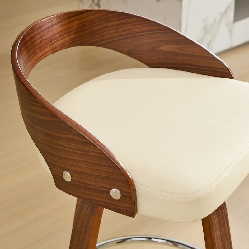 Lot de 2 tabourets de bar hauteur comptoir, chaises de salle à manger avec siège rembourré doux, tabouret de cuisine îlot avec repose-pieds et dossier bas