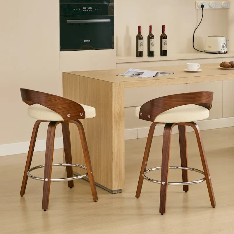 Lot de 2 tabourets de bar hauteur comptoir, chaises de salle à manger avec siège rembourré doux, tabouret de cuisine îlot avec repose-pieds et dossier bas