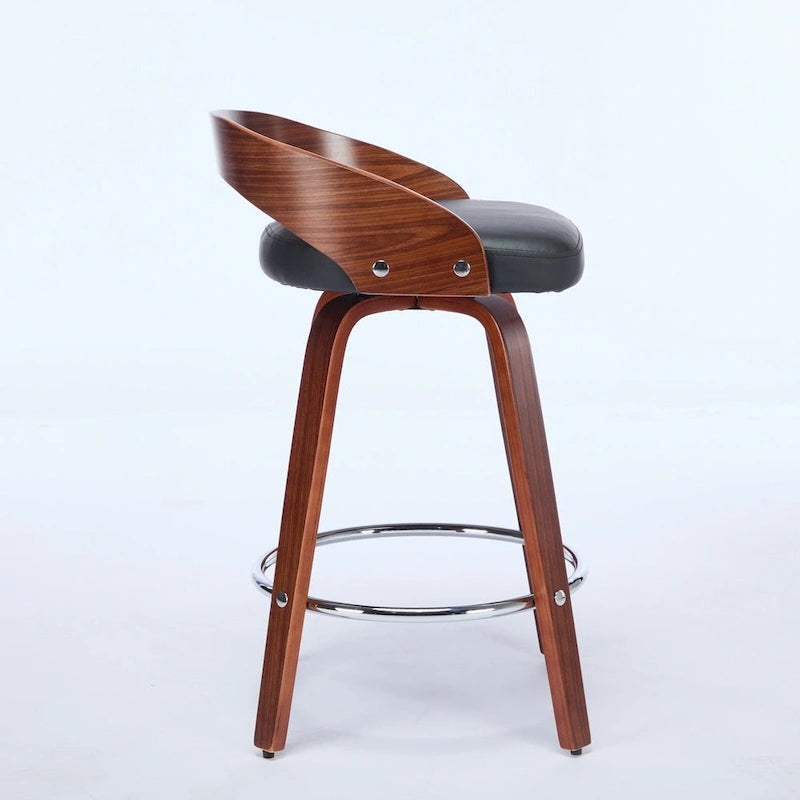 Lot de 2 tabourets de bar hauteur comptoir, chaises de salle à manger avec siège rembourré doux, tabouret de cuisine îlot avec repose-pieds et dossier bas