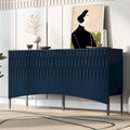 Buffet avec 4 portes inférieures incurvées, Bahut avec pieds en métal, Console avec étagère réglable