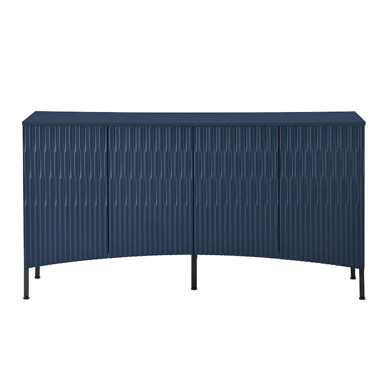 Buffet avec 4 portes inférieures incurvées, Bahut avec pieds en métal, Console avec étagère réglable