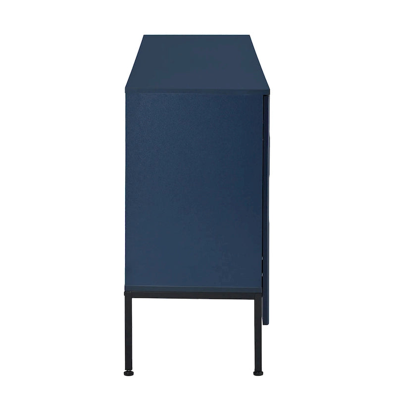 Buffet avec 4 portes inférieures incurvées, Bahut avec pieds en métal, Console avec étagère réglable