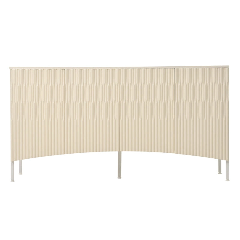 Buffet avec 4 portes inférieures incurvées, Bahut avec pieds en métal, Console avec étagère réglable