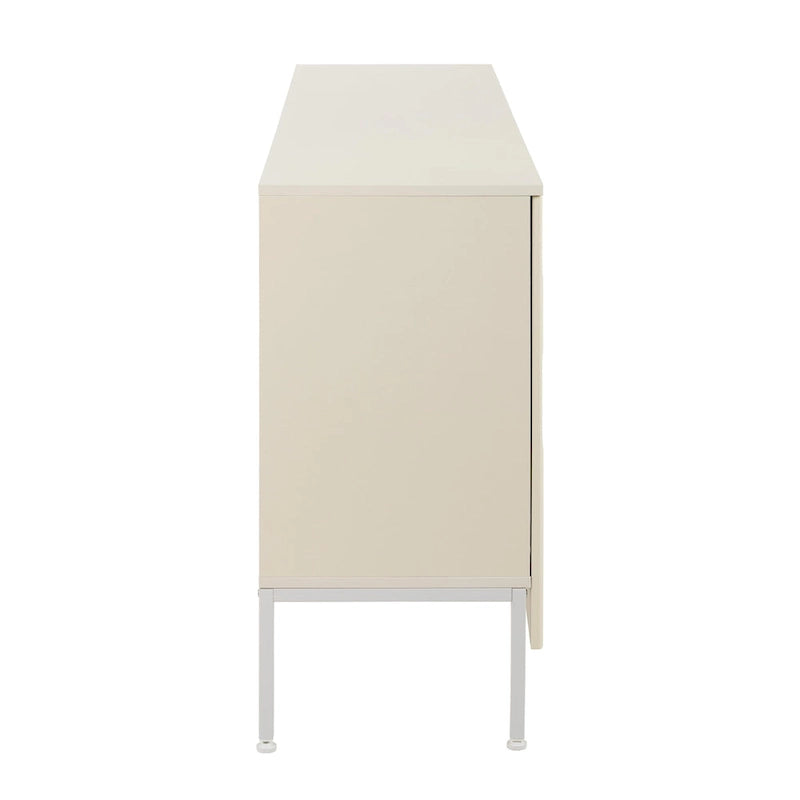 Buffet avec 4 portes inférieures incurvées, Bahut avec pieds en métal, Console avec étagère réglable