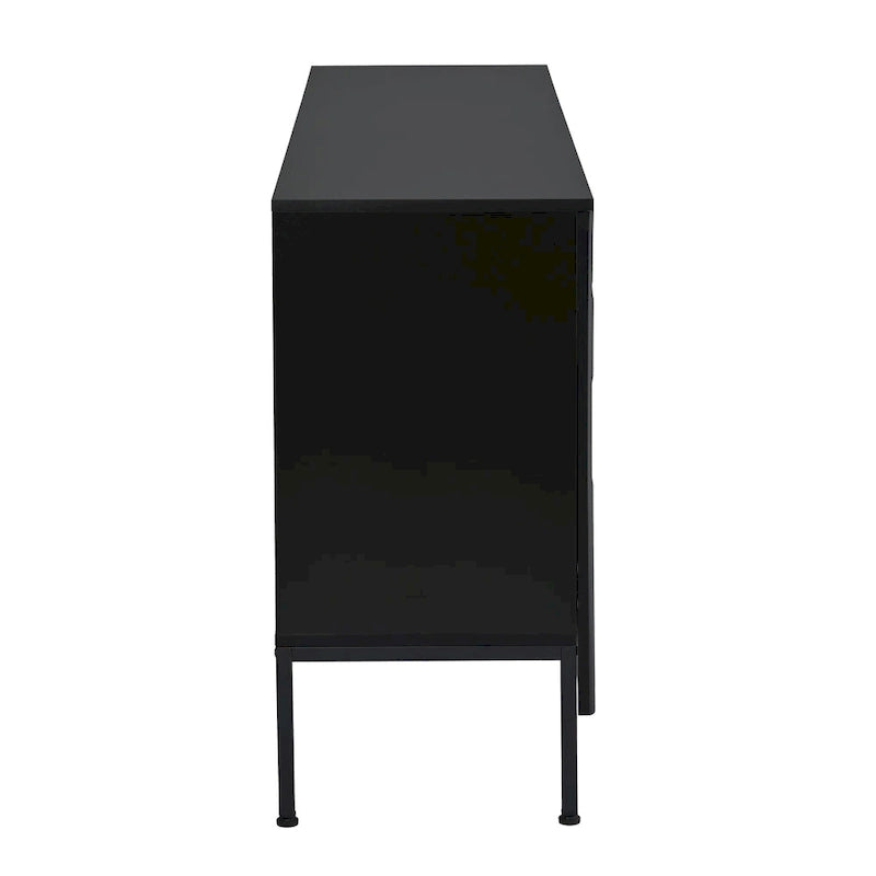 Buffet avec 4 portes inférieures incurvées, Bahut avec pieds en métal, Console avec étagère réglable
