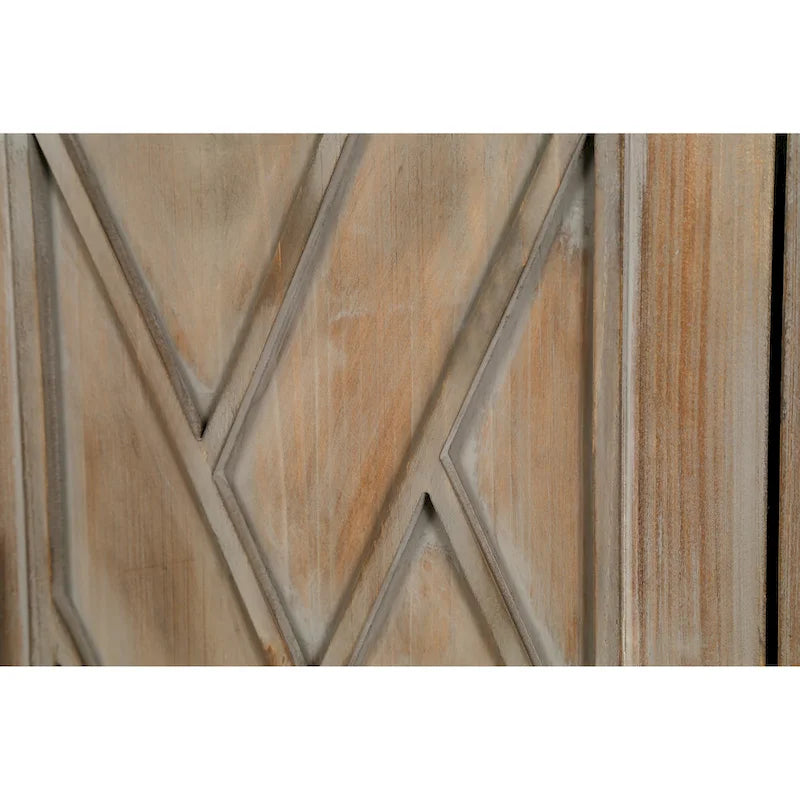 Buffet en bois avec portes à motifs, buffet de rangement avec étagères réglables, console avec pieds en bois massif