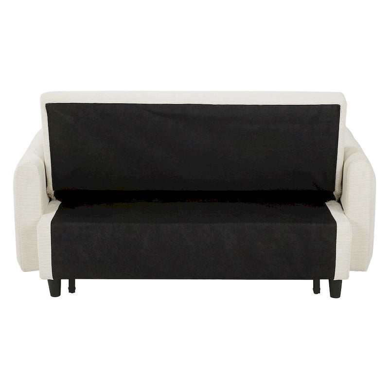 Canapé-lit convertible 2 places Roomfitters avec coussins décoratifs et ports USB, canapé-lit moderne, beige