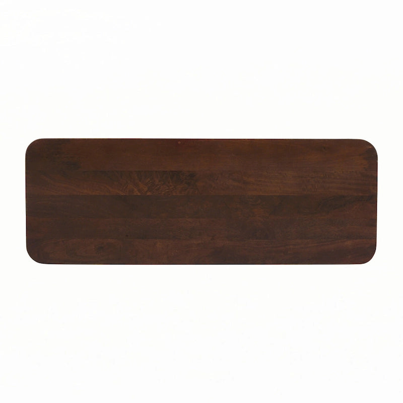 Table d'entrée en bois massif avec design cannelé, miel et noir