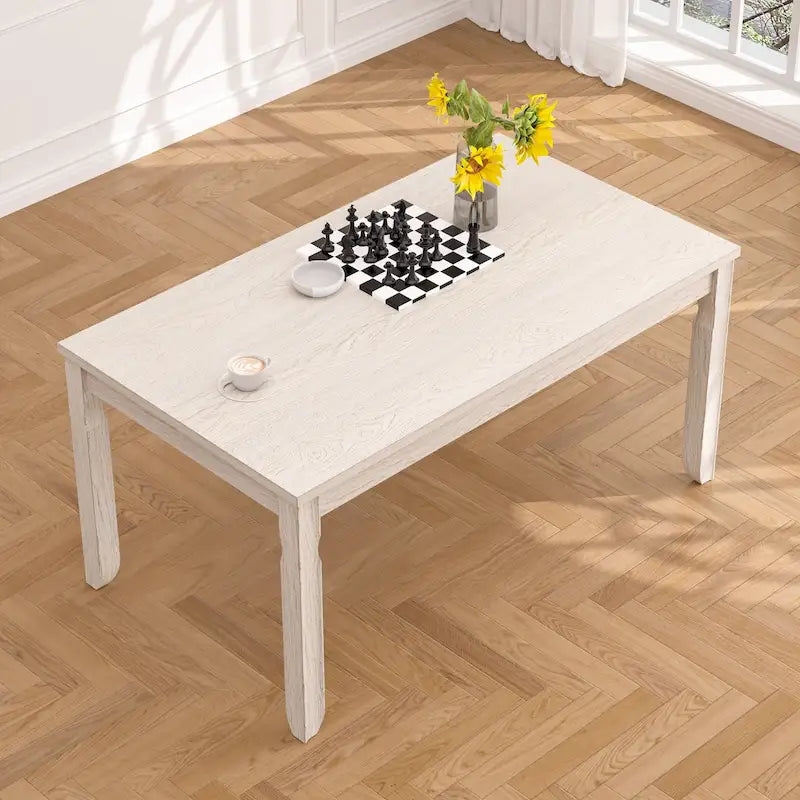 Table de salle à manger VECELO en bois massif gris, table de cuisine avec pieds carrés, table de salle à manger de style ferme
