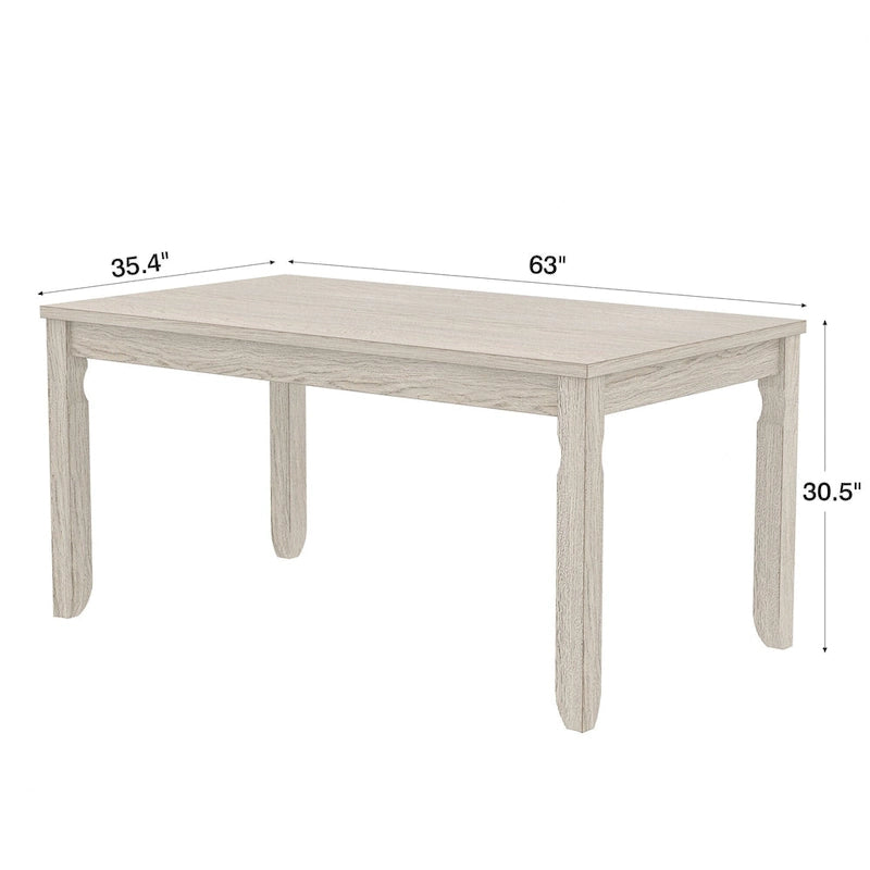 Table de salle à manger VECELO en bois massif gris, table de cuisine avec pieds carrés, table de salle à manger de style ferme
