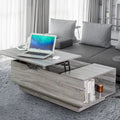 Nouvelle table basse relevable et réglable en Noyer ou Gris, Bureau de Salon Rectangulaire avec Rangement