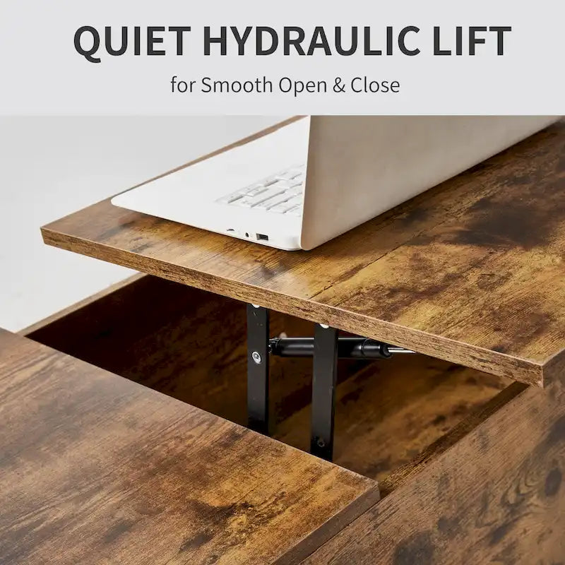 Nouvelle table basse relevable et réglable en Noyer ou Gris, Bureau de Salon Rectangulaire avec Rangement