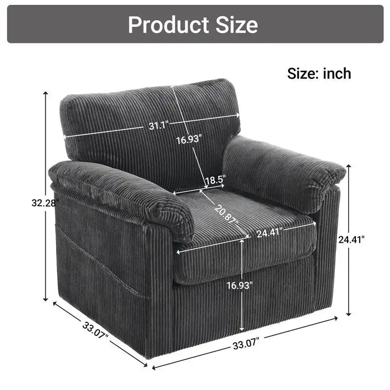 33 Fauteuils Crapaud Individuels en Velours Côtelé