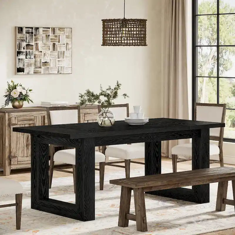 Table de salle à manger de ferme rectangulaire en bois de 160 cm pour 4 à 6 personnes